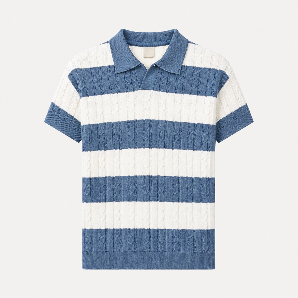 Stripe Cable Knit Polo